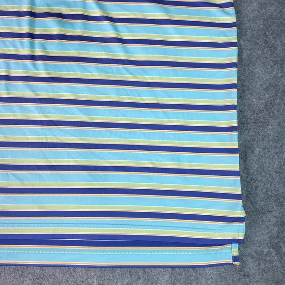 Peter Millar Polo Shirt Mens XL Blue Green Yellow Stripe Summer Comfort Golf - Picture 6 of 12